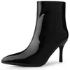 Perphy Mirror Leather Pointy Toe Zipper Stiletto Heels Ankle Boots for Women