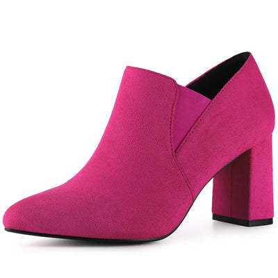 Bublédon Pointy Toe Slip on Chunky Heels Chelsea Ankle Booties for Women