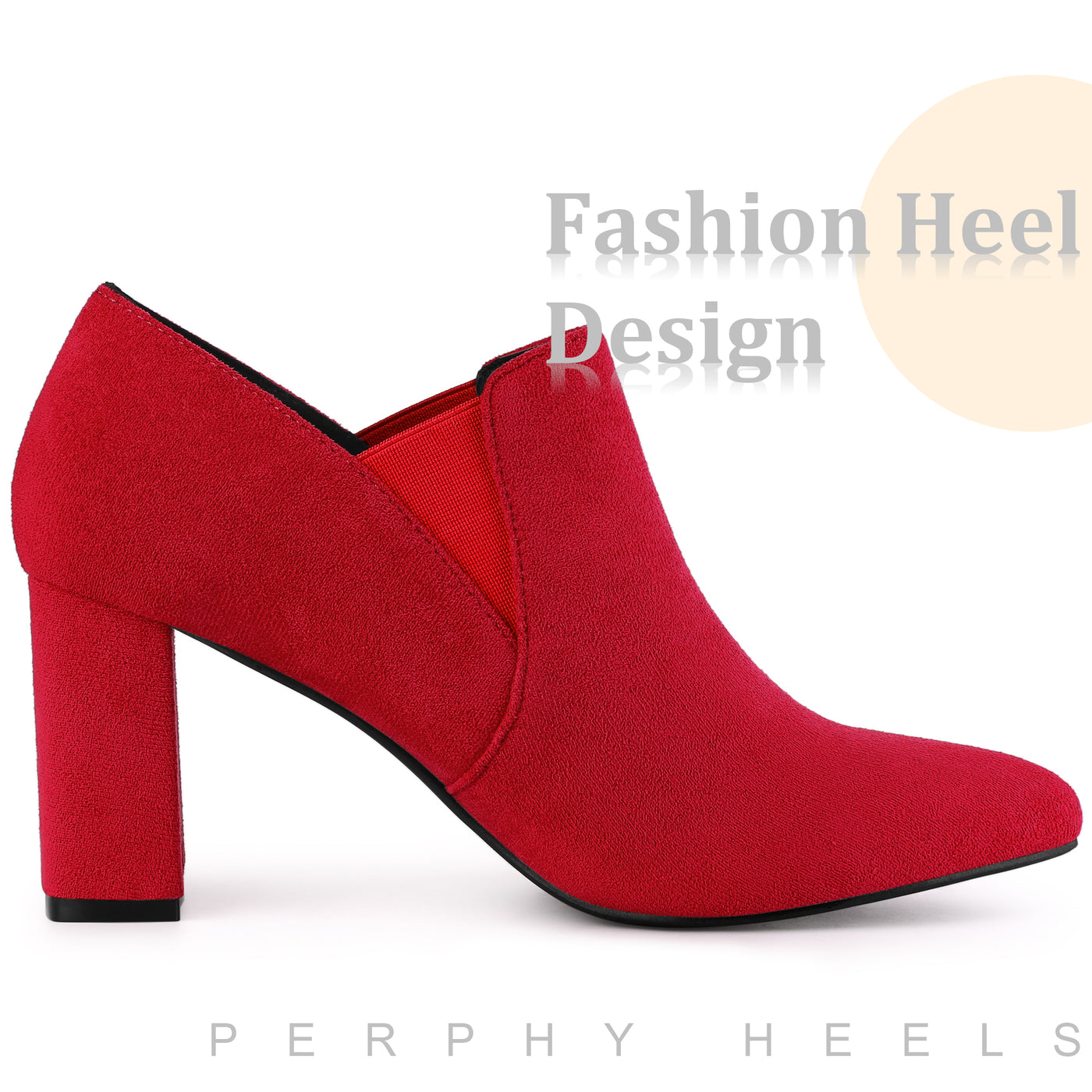 Bublédon Perphy Pointy Toe Slip on Chunky Heels Chelsea Ankle Booties for Women
