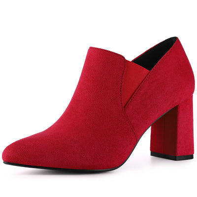 Perphy Pointy Toe Slip on Chunky Heels Chelsea Ankle Booties for Women