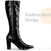 Perphy Go-Go Boot Pointed Toe Side Zip Chunky Heels Knee High Boots