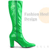 Perphy Go-Go Boot Pointed Toe Side Zip Chunky Heels Knee High Boots