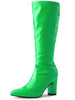 Perphy Go-Go Boot Pointed Toe Side Zip Chunky Heels Knee High Boots