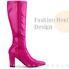 Perphy Go-Go Boot Pointed Toe Side Zip Chunky Heels Knee High Boots