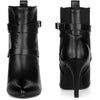 Perphy Pointy Toe Elastic Cross Straps Stiletto Heel Ankle Boots for Women