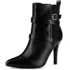 Perphy Pointy Toe Elastic Cross Straps Stiletto Heel Ankle Boots for Women