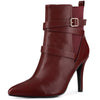 Perphy Pointy Toe Elastic Cross Straps Stiletto Heel Ankle Boots for Women