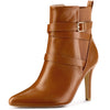 Perphy Pointy Toe Elastic Cross Straps Stiletto Heel Ankle Boots for Women