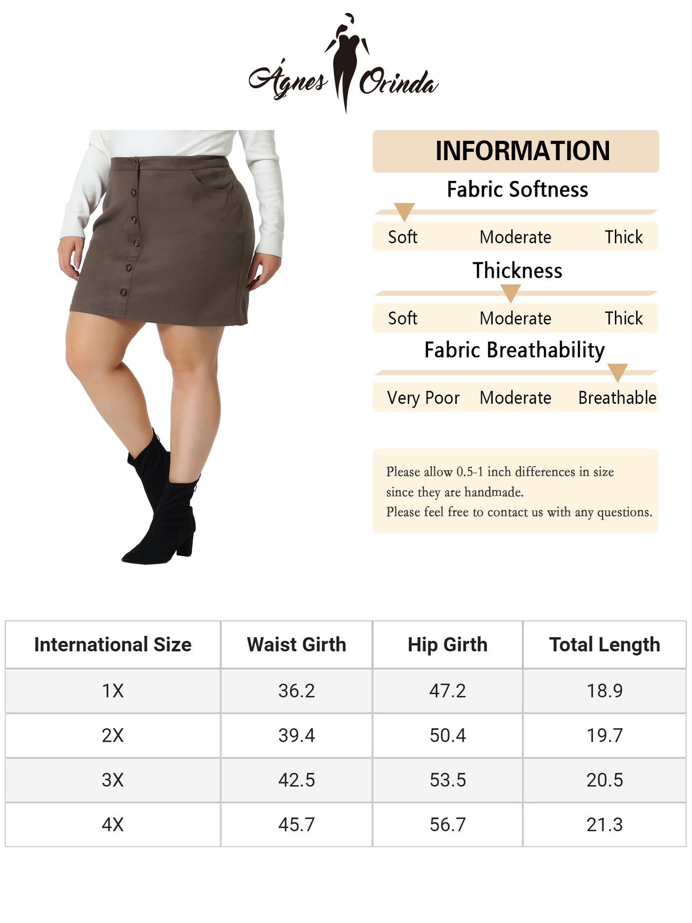 Bublédon Plus Size A-Line Skirt for Women Faux Suede Button Front Half Placket Pockets High Waist Mini Skirts