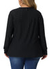 Plus Size V Neck Long Sleeve Hollowed T-Shirt Blouse Tunic Tops