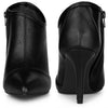 Perphy Perforated Pointed Toe Zipper Stiletto Heels Ankle Boots for Women