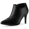 Perphy Perforated Pointed Toe Zipper Stiletto Heels Ankle Boots for Women