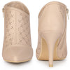 Perphy Perforated Pointed Toe Zipper Stiletto Heels Ankle Boots for Women