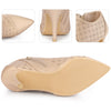 Perphy Perforated Pointed Toe Zipper Stiletto Heels Ankle Boots for Women