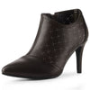 Perphy Perforated Pointed Toe Zipper Stiletto Heels Ankle Boots for Women