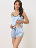 Womens Sleeveless Cami Shirt Satin Lounge Set Nightwear Sleepwear Pajama Sets