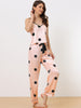Home Clothes Suspenders Soft Ice Silk Pajamas 3 Pieces Set
