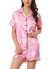 Womens 2pcs Pajama Set Button Down Shirt and Pants Contrast Sleepwear