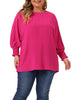 Plus Size Chiffon Tops for Women Batwing Ruffle Long Sleeve Casual Loose Shirts Blouses