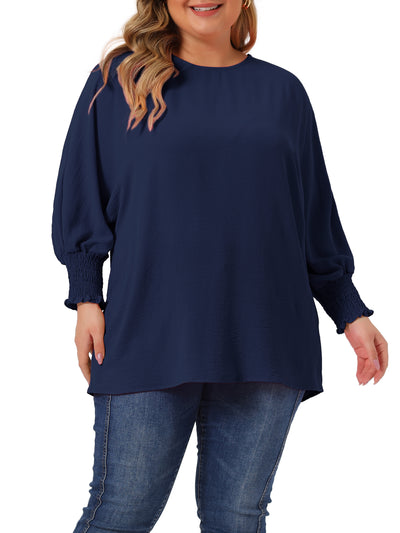 Plus Size Chiffon Tops for Women Batwing Ruffle Long Sleeve Casual Loose Shirts Blouses