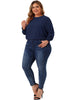 Plus Size Chiffon Tops for Women Batwing Ruffle Long Sleeve Casual Loose Shirts Blouses