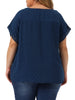 Plus Size Chiffon Blouse for Women Swiss Dots Short Sleeve Lace Crochet Pleated Casual Shirt Top