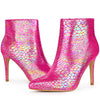 Perphy Snake Print Pointed Toe Stiletto Heel Ankle Boots for Women