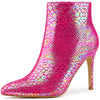 Perphy Snake Print Pointed Toe Stiletto Heel Ankle Boots for Women