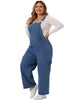 Plus Size Denim Overalls Pants for Women Bib Jeans Pockets Stretch Adjustable Suspenders Jumpsuit