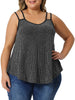 Plus Size Camisole for Women V Neck Sparkle Silvery Sleeveless Spaghetti Strap Cami Tank Tops