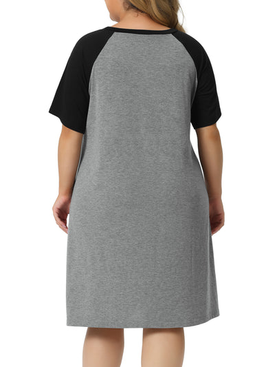 Plus Size Nightgown for Women Short Sleeve Cute Graphic Sleepshirts Lounge Sleep Dress Sleepwear