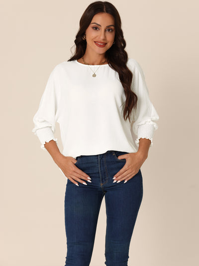 Women's Casual 3/4 Sleeve Dolman Tops Crew Neck Shirts Blouse