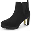 Perphy Round Toe Elastic Mirror Heeled Chunky Heels Boots for Women