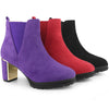 Perphy Round Toe Elastic Mirror Heeled Chunky Heels Boots for Women