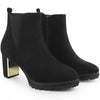 Perphy Round Toe Elastic Mirror Heeled Chunky Heels Boots for Women