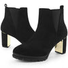 Perphy Round Toe Elastic Mirror Heeled Chunky Heels Boots for Women