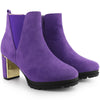 Perphy Round Toe Elastic Mirror Heeled Chunky Heels Boots for Women