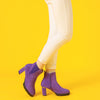 Perphy Round Toe Elastic Mirror Heeled Chunky Heels Boots for Women