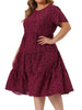 Plus Size Polka Dots Dress for Women Short Sleeve Midi Layered Dresses