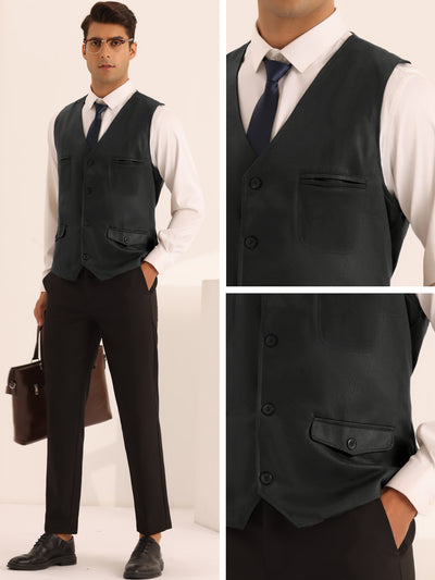 Suede Waistcoat for Men's Single Breasted Slim Fit Business Western Suit Vests