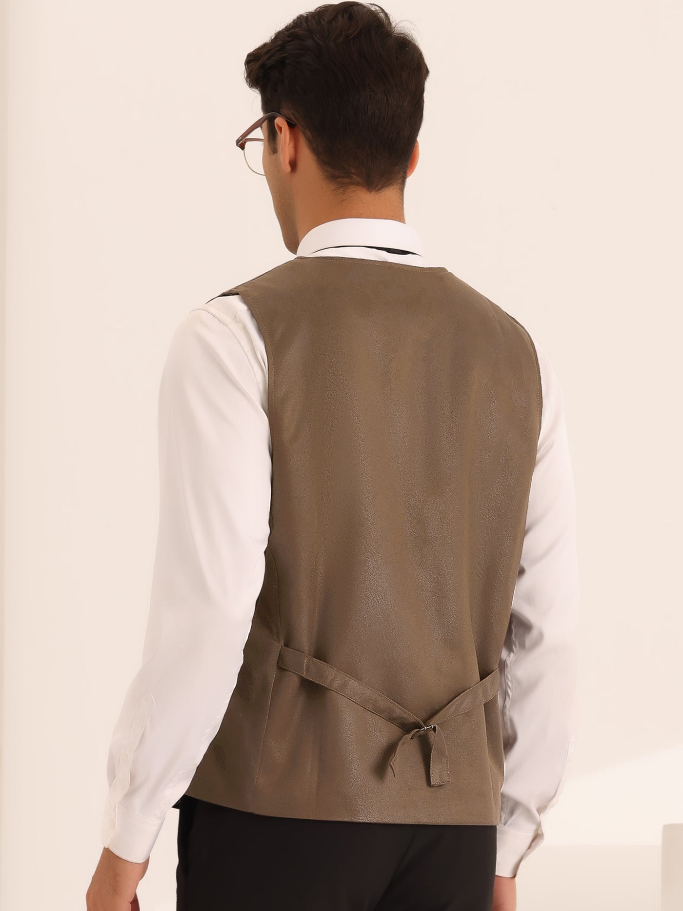 Bublédon Suede Waistcoat for Men's Single Breasted Slim Fit Business Western Suit Vests