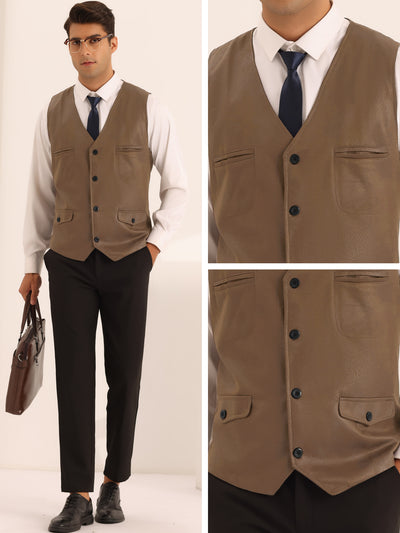 Suede Waistcoat for Men's Single Breasted Slim Fit Business Western Suit Vests