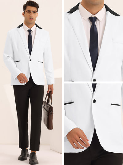 Color Block Blazers for Men's Slim Fit One Button Formal Tuxedo Sports Coats