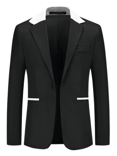 Color Block Blazers for Men's Slim Fit One Button Formal Tuxedo Sports Coats