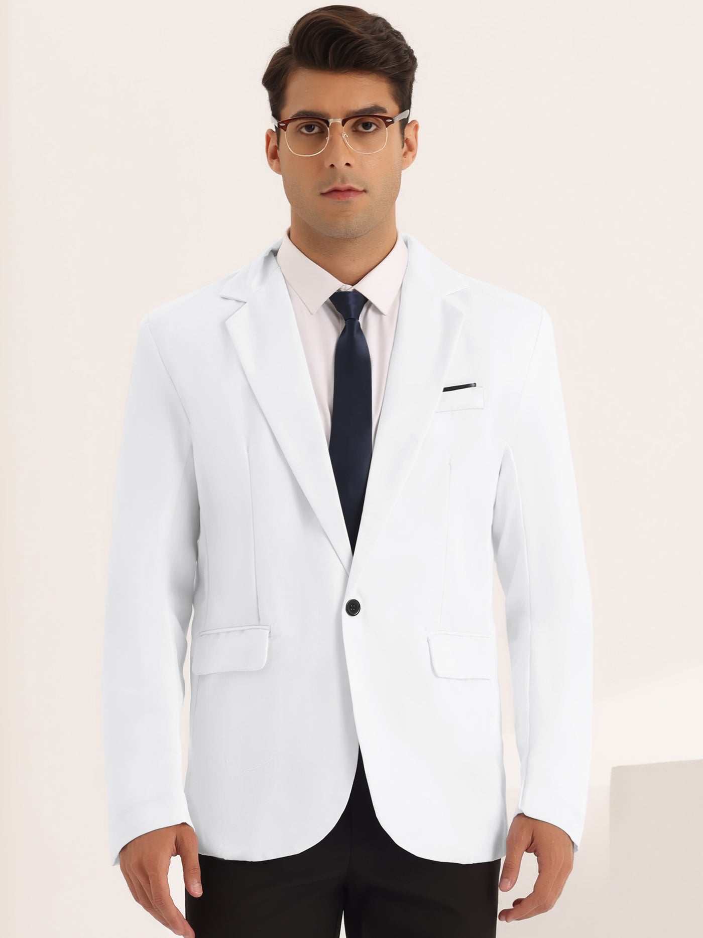 Bublédon Business Solid Blazer for Men's Notched Lapel Button Down Sports Coats