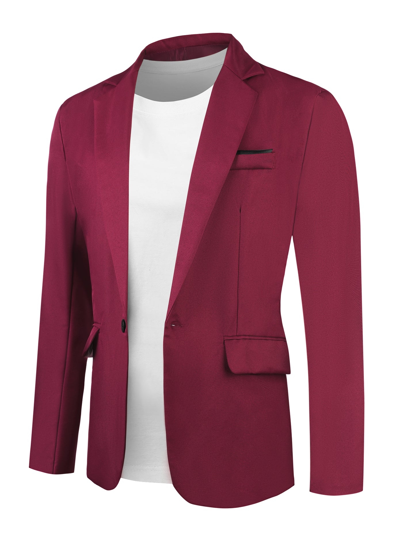 Bublédon Business Solid Blazer for Men's Notched Lapel Button Down Sports Coats