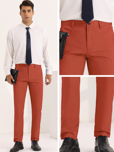 Dress Pants for Men's Solid Slim Fit Stretch Flat Front Work Chino Trousers