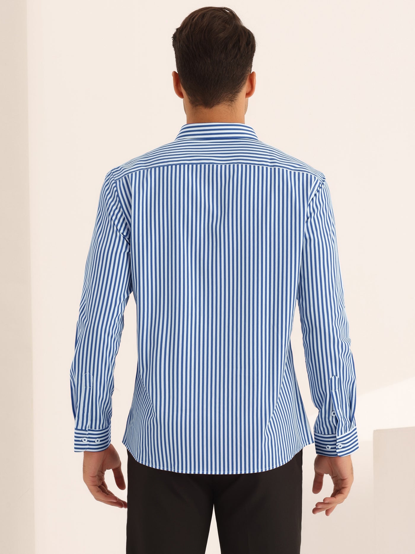 Bublédon Striped Dress Shirts for Men's Business Button Down Long Sleeve Stripes Shirt