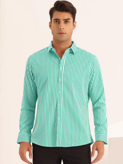 Striped Dress Shirts for Men's Business Button Down Long Sleeve Stripes Shirt