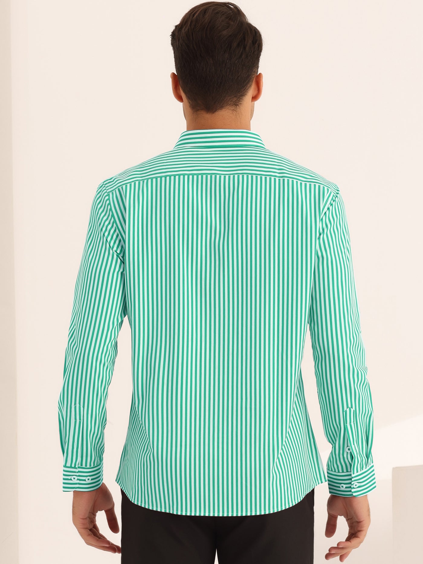 Bublédon Striped Dress Shirts for Men's Business Button Down Long Sleeve Stripes Shirt